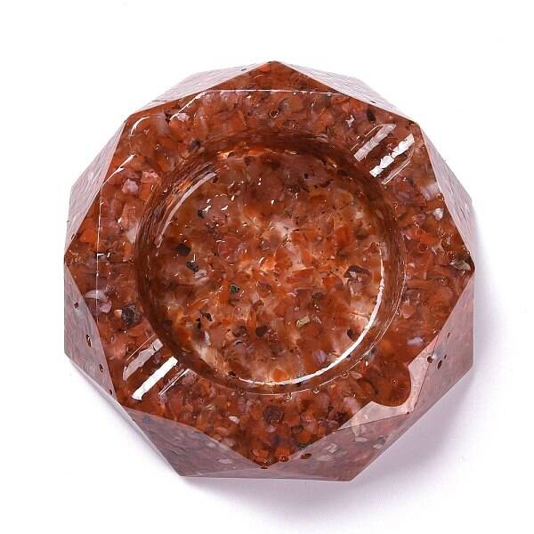 Resin with Natural Carnelian Chip Stones Ashtray