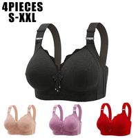 4PIECES  Jacquard Bra - Adjustable Support Straps & Wire-Free Daily Comfort,Women's Lingerie & Underwear