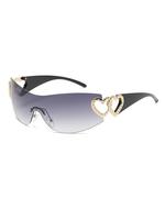 1 Piece Y2K Style Fashion Hollow Out Heart Design Rimless Sunglasses For Everyday Use, Summer Fashion Sunglasses, Travel Acce...