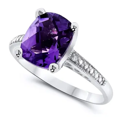 14K White Gold Cushion Cut Custom Engagement Ring Gemstone Ring