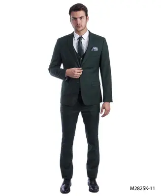 Sean Alexander Men's 3 Piece Skinny Fit Suit  Notch Lapel with Tailored Fit