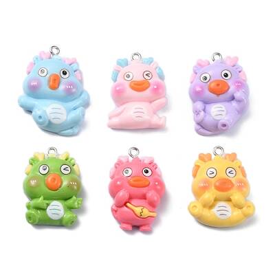 Cartoon Opaque Resin Pendants