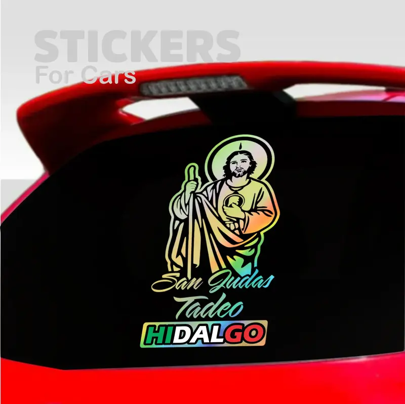 Sticker San Judas Tadeo estados Mexico Gold holographic - Adhesive Vinyl Decal Motorcycle, Car, Boats,  Easy installation man...