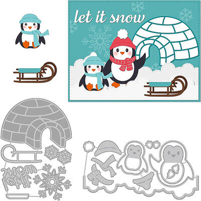BENECREAT Penguin Igloo Pattern Carbon Steel Cutting Dies Stencils