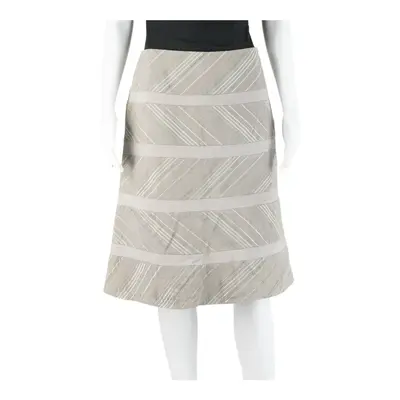 REISS Knee Length Straight Skirt Grey Striped Womens M
