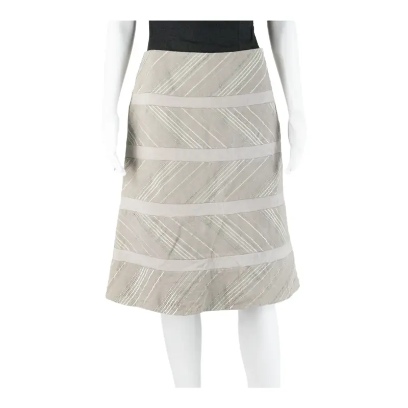 REISS Knee Length Straight Skirt Grey Striped Womens M