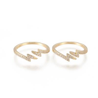 Brass Micro Pave Clear Cubic Zirconia Cuff Rings