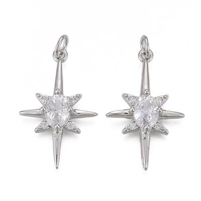 Brass Micro Pave Clear Cubic Zirconia Pendants