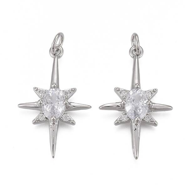 Brass Micro Pave Clear Cubic Zirconia Pendants