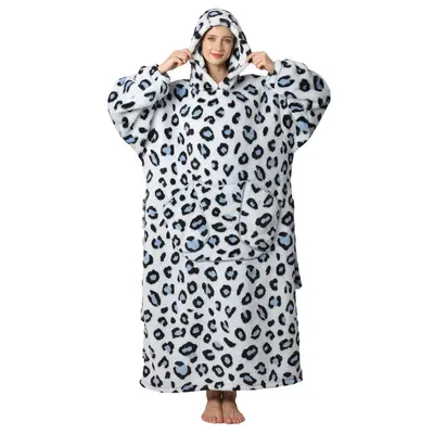 Plus Size Cute Print Hooded Blanket, 1 Count 320gsm Casual Soft Warm Oversized Hooded Wearable Blanket with Pocket, Soft Fluf...