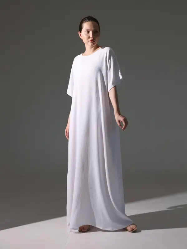 Crepe Abaya Inner Slip Dress - Elegant White