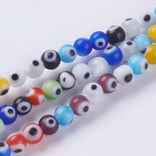 Handmade Evil Eye Lampwork Beads Strands