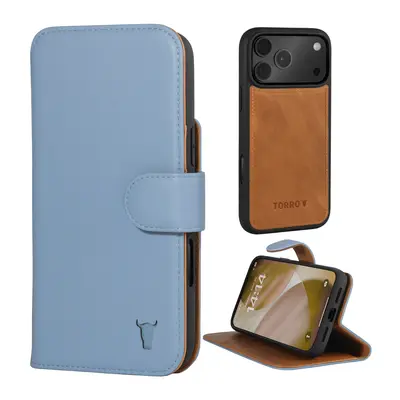 Apple iPhone 18 Pro Max / 17 Pro Max 2-in-1 Detachable Leather Wallet Case (MagSafe Charging) - TORRO Signature / Light Blue