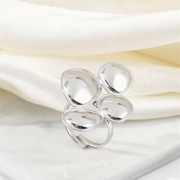 Anti-Tarnish 304 Stainless Steel Teardrop Open Cuff Rings