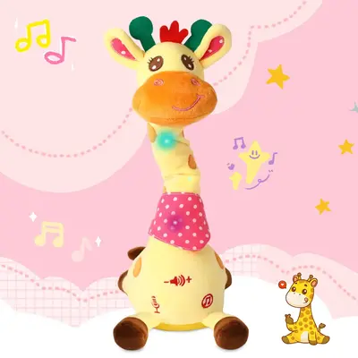 Talking Giraffe Stuffed Toys, Volume Adjustment Dancing Singing Animal Light Up Toys Repeat What You Say
