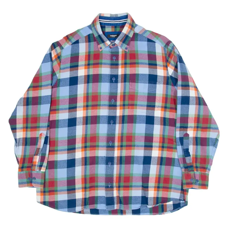 WALBUSCH Mens Shirt Blue Check Long Sleeve L