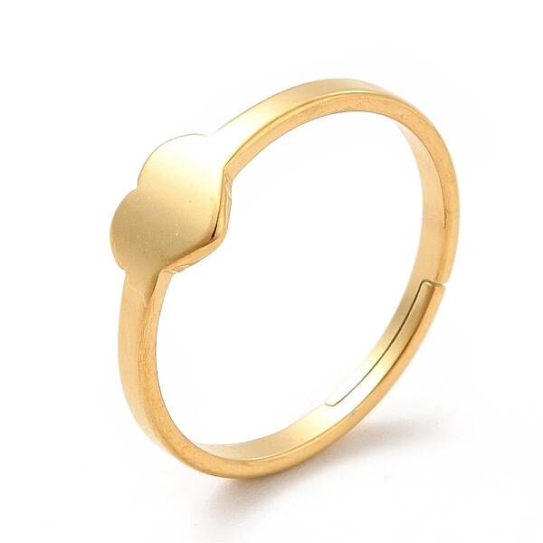 Ion Plating(IP) 201 Stainless Steel Heart Adjustable Ring for Women