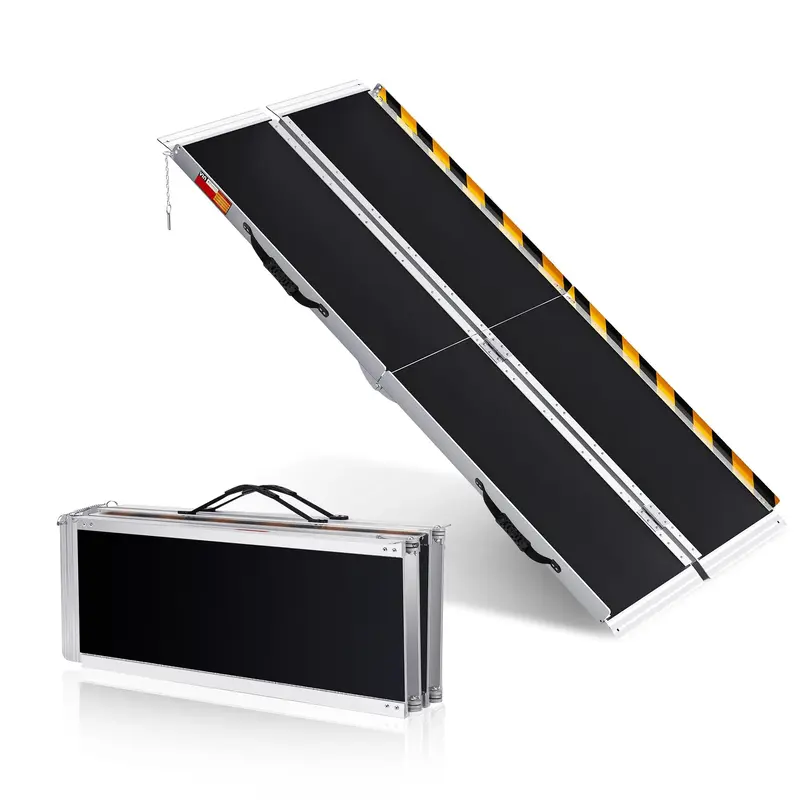 Garvee Aluminum 6FT Threshold Ramp for Wheelchair & Scooter, Non-Skid Double Anti-Slip, Foldable Portable Design, Corrosion-R...