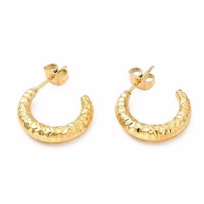Ion Plating(IP) 304 Stainless Steel Crescent Moon Stud Earrings