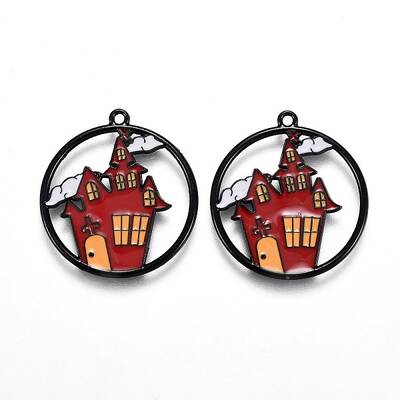 Halloween Theme Alloy Enamel Pendants