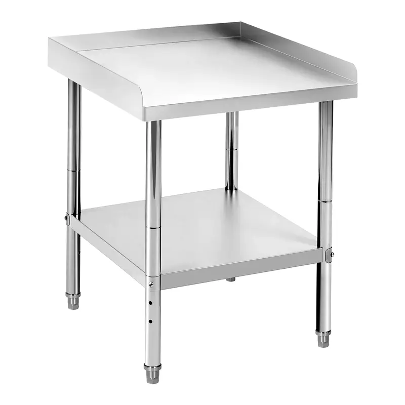 Garvee 24L x 24W x 30H Stainless Steel Equipment Grill Stand Table  NSF Certified 400 Lbs Capacity Adjustable Legs 2 Edge...