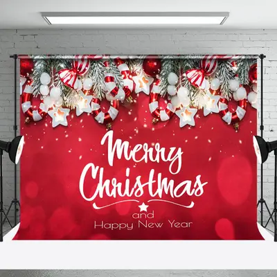 Aperturee Bokeh Red Merry Christmas Happy New Year Backdrop