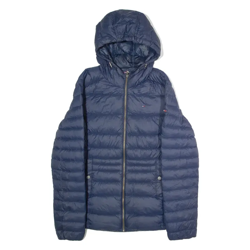 HILFIGER DENIM Womens Puffer Jacket Blue Hooded XL