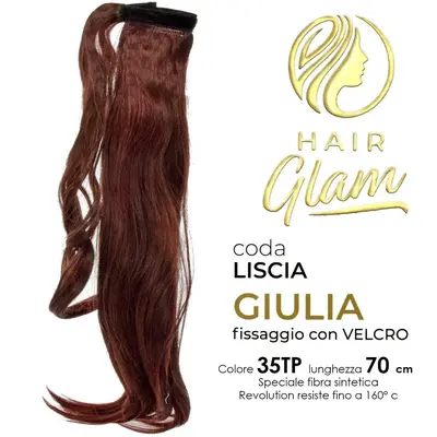 HAIR GLAM GIULIA PONY WITH VELCRO FIBER REVOLUTION 35TP 70cm