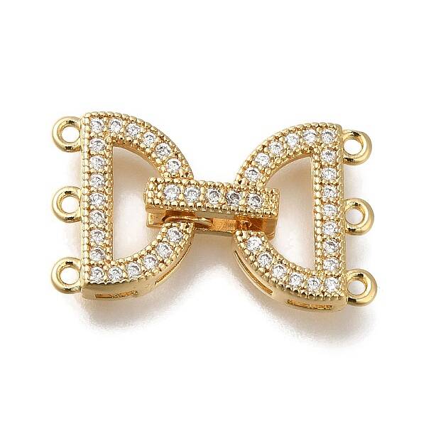 Brass Micro Pave Clear Cubic Zirconia Fold Over Clasps