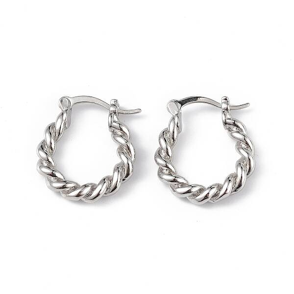 Brass Twist Hoop Earrings for Women