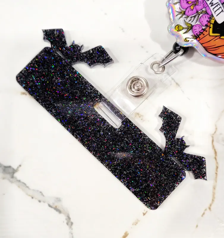 Holographic Bat Badge Topper - Halloween Badge Topper - Bat Badge Topper - Halloween Badge Buddy - Nurse Badge Buddy - Bat Ba...