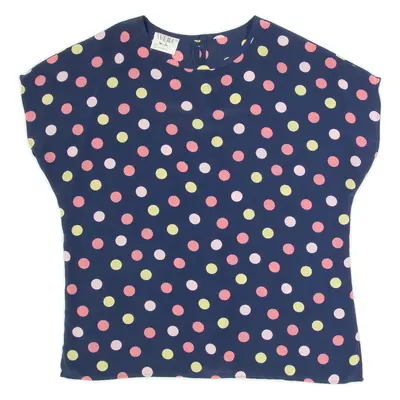 WEILL PARIS Womens Printed Blouse Blue Sleeveless Polka Dot L