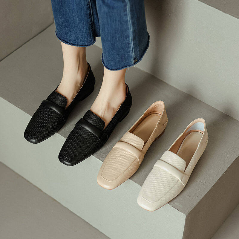CHIKO Nelia Square Toe Block Heels Loafers Shoes