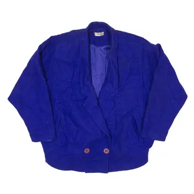 CHAI BO Blazer Jacket Blue Wool 80s Womens L