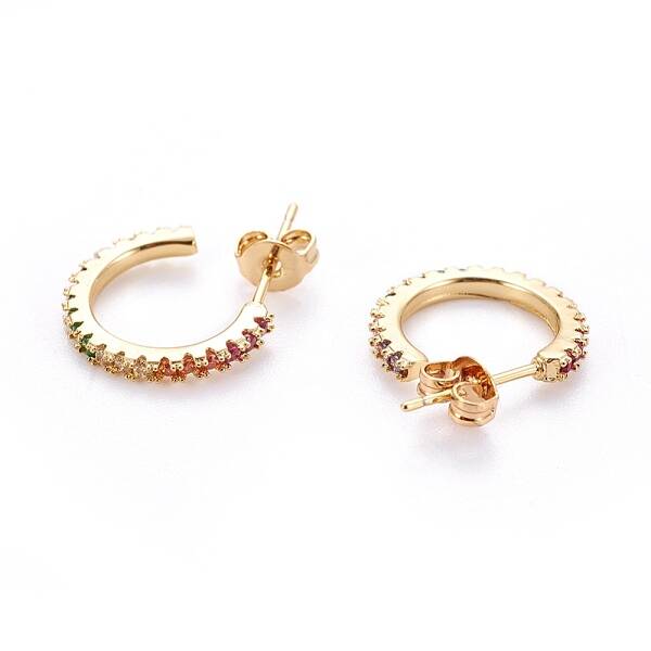 Brass Micro Pave Cubic Zirconia Stud Earrings
