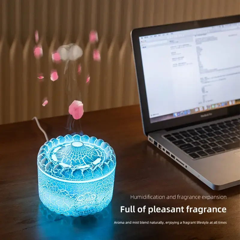 New volcano aromatherapy machine desktop essential oil diffuser flame humidifier home night light ornaments wireless remote c...