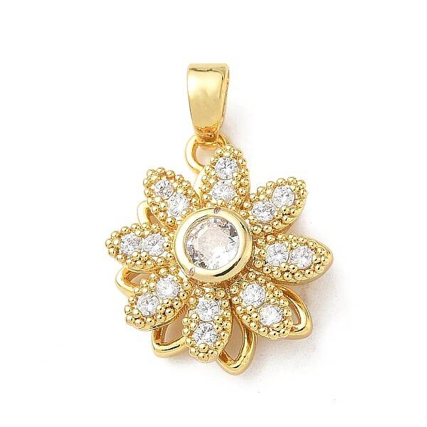 Brass Micro Pave Cubic Zirconia Rotating Pendants