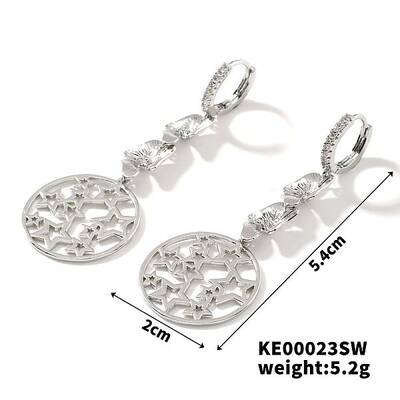 Elegant Hollow Out Copper Hoop Earrings with Zircon Stones