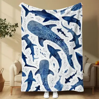 Soft Funny Throw Blanket Shark Pattern Blanket,Warm,Air-Conditioned Room,Warm Nap For Home Office Travel