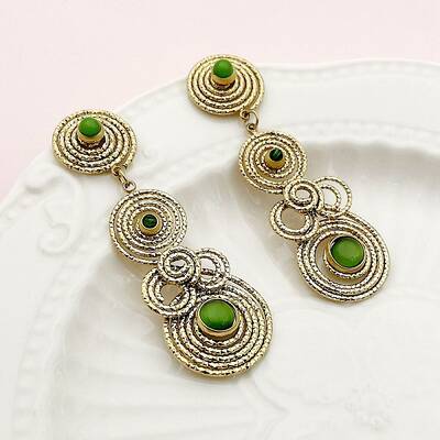Vortex Spiral 304 Stainless Steel Dangle Stud Earrings