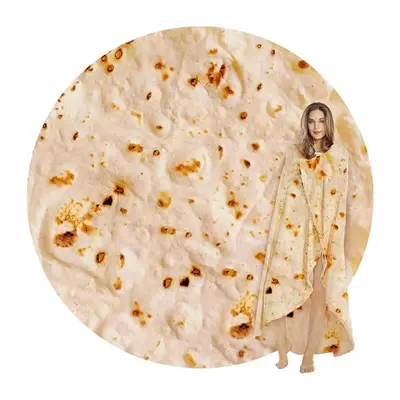 Creative Funny Round Tortilla Pattern Blanket, 1 Count Soft Comfortable Throw Blanket, Warm Air-conditioned Room Blanket, War...