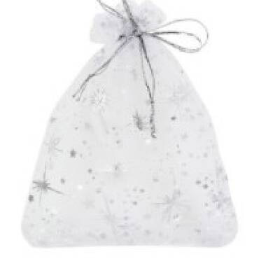 Sliver Stamping Star Organza Printed Gift Drawstring Bags