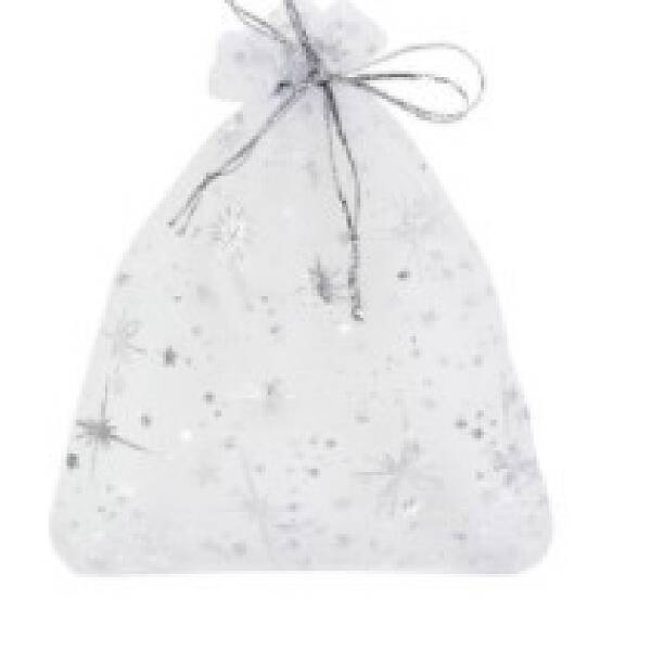 Sliver Stamping Star Organza Printed Gift Drawstring Bags