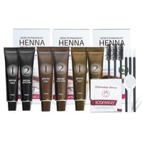 Henna Brow Dye Color Cream Set, 1 Long Lasting Brow Tint Cream & 1 Brow Developer & 3 Lip Brush & 3 Mascara Brush & 1 Paste S...