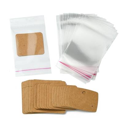 24Pcs 3 Styles Blank Kraft Paper Earring Display Cards