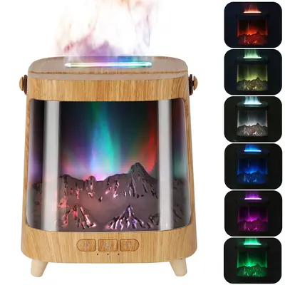 Aurora 6-Color Snow Mountain Flame Essential Oil Diffuserand Humidifier 200mL for Home Office Yoga and Sleep withAuto-Off Pro...