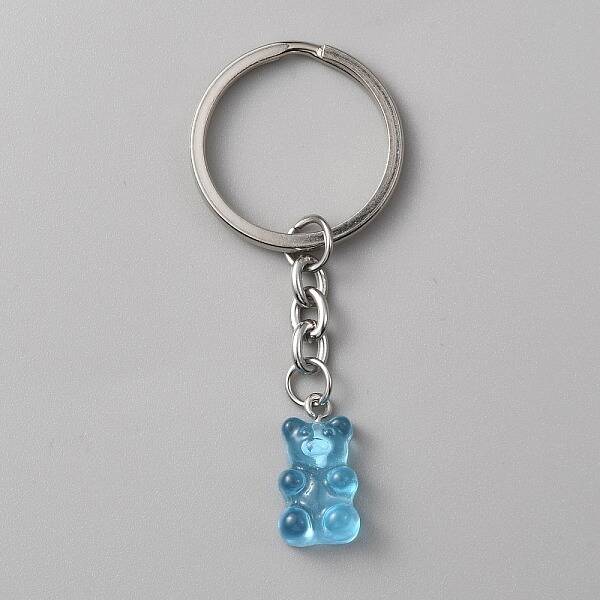 Candy Color Transparent Bear Resin Pendant Keychain
