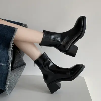 CHIKO Phoebe Square Toe Block Heels Ankle Boots