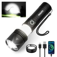 Philips Rechargeable LED Flashlight with Ignition Lens, High Lumens Flashlight, Five Modes, Outdoor Camping Emergency Flashli...