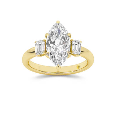 Moonbeam Three Stone Marquise Lab Grown Diamond Engagement Ring | 18K Yellow Gold 3 CT. TW.